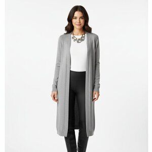 WinterSilks Gray Cotton Open Front Long Sleeve Duster Sweater M